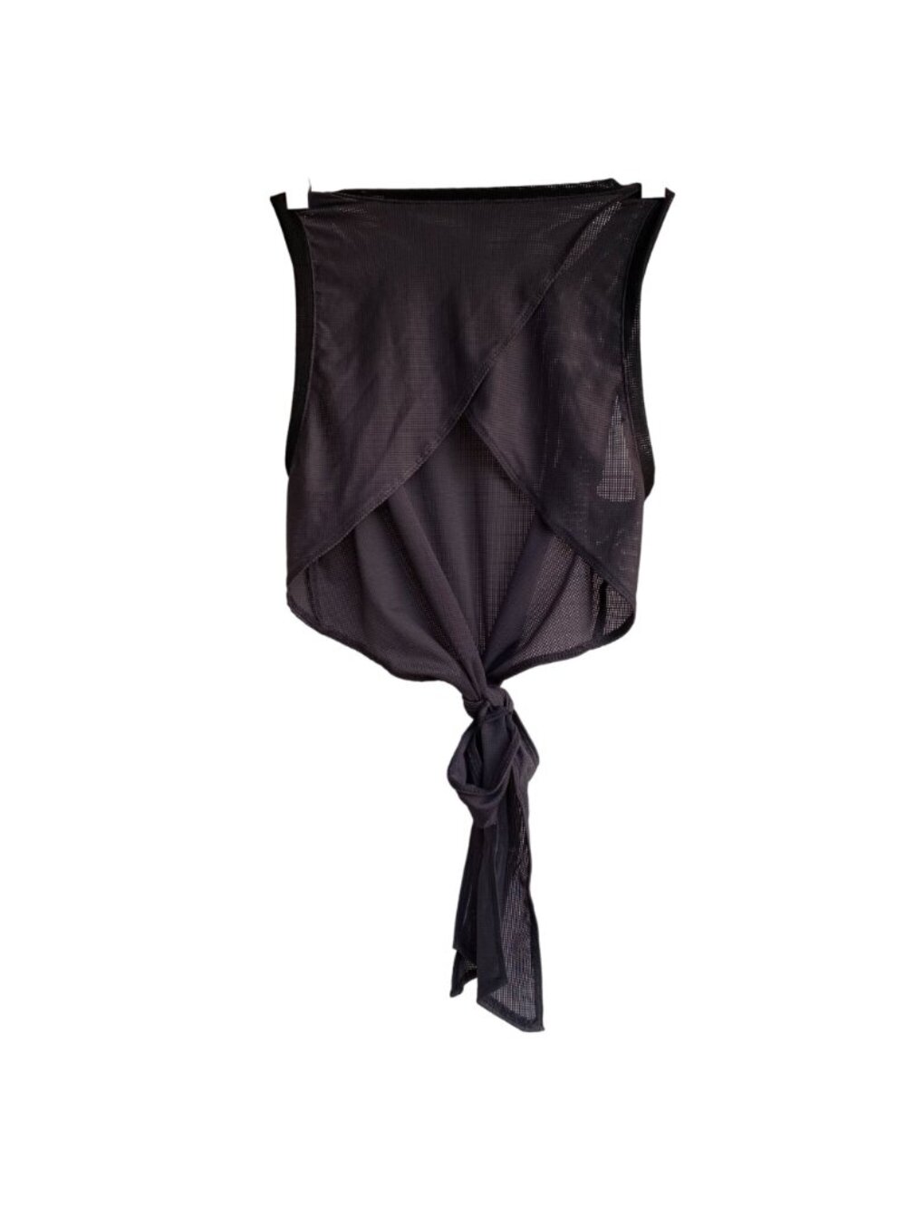 Fabletics Mesh Cropped Wrap Sexy Tank Top w/ Tie Waist XS Gray Athletic Beach - Picture 7 of 10